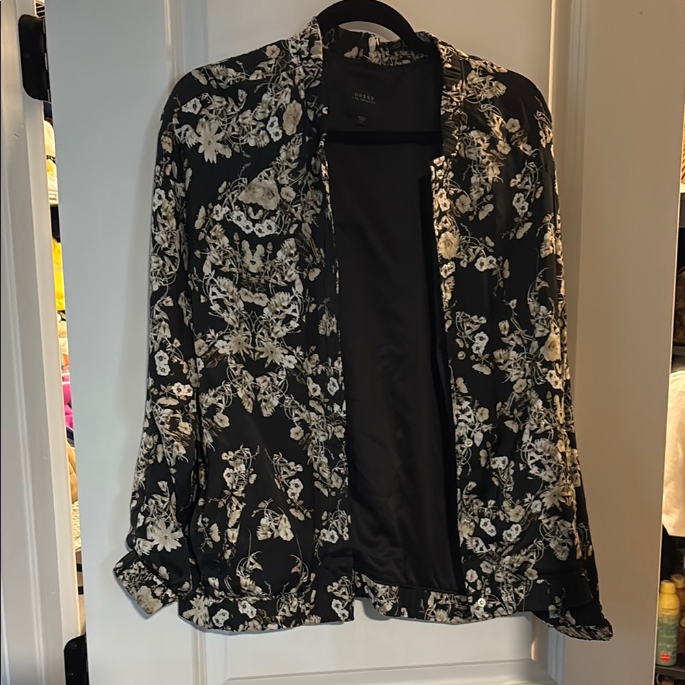 Floral, silk bomber